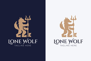 Lone Wolf Logo with Trident Key, a Branding & Logo Template by Signatoro