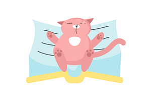 Funny cat animal sleeping on book, an Animal Illustration by SiberianArt
