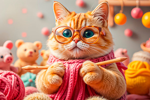 A cute house cat knits, an Animal Photo by TatsianaSalauyova
