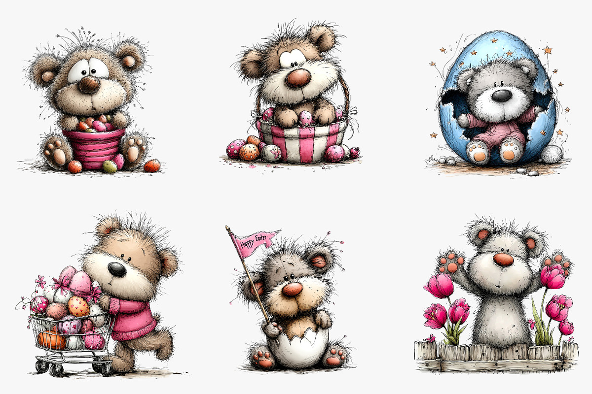Whimsical Easter Teddy Bear Clipart, an Illustration by CreationArt (Photo 6 of 6)