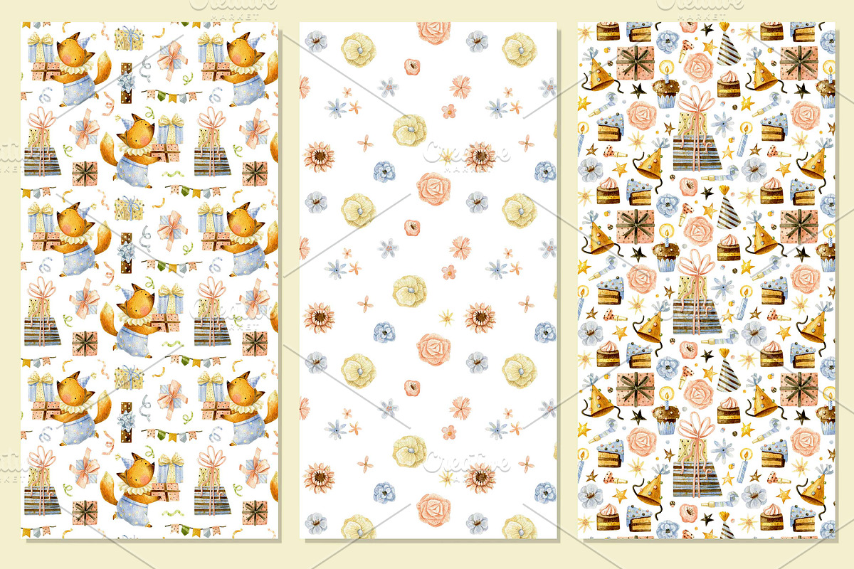 Birthday party. Cute forest animals., an Animal Illustration by babenkoirusa (Photo 13 of 22)