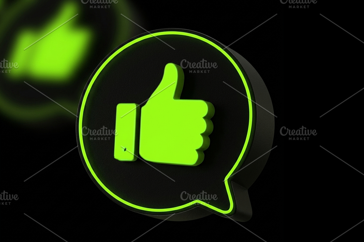 3D Neon Green Thumbs Up Chat Bubble, an Arts & Entertainment Photo by microtasker (Photo 1 of 2)