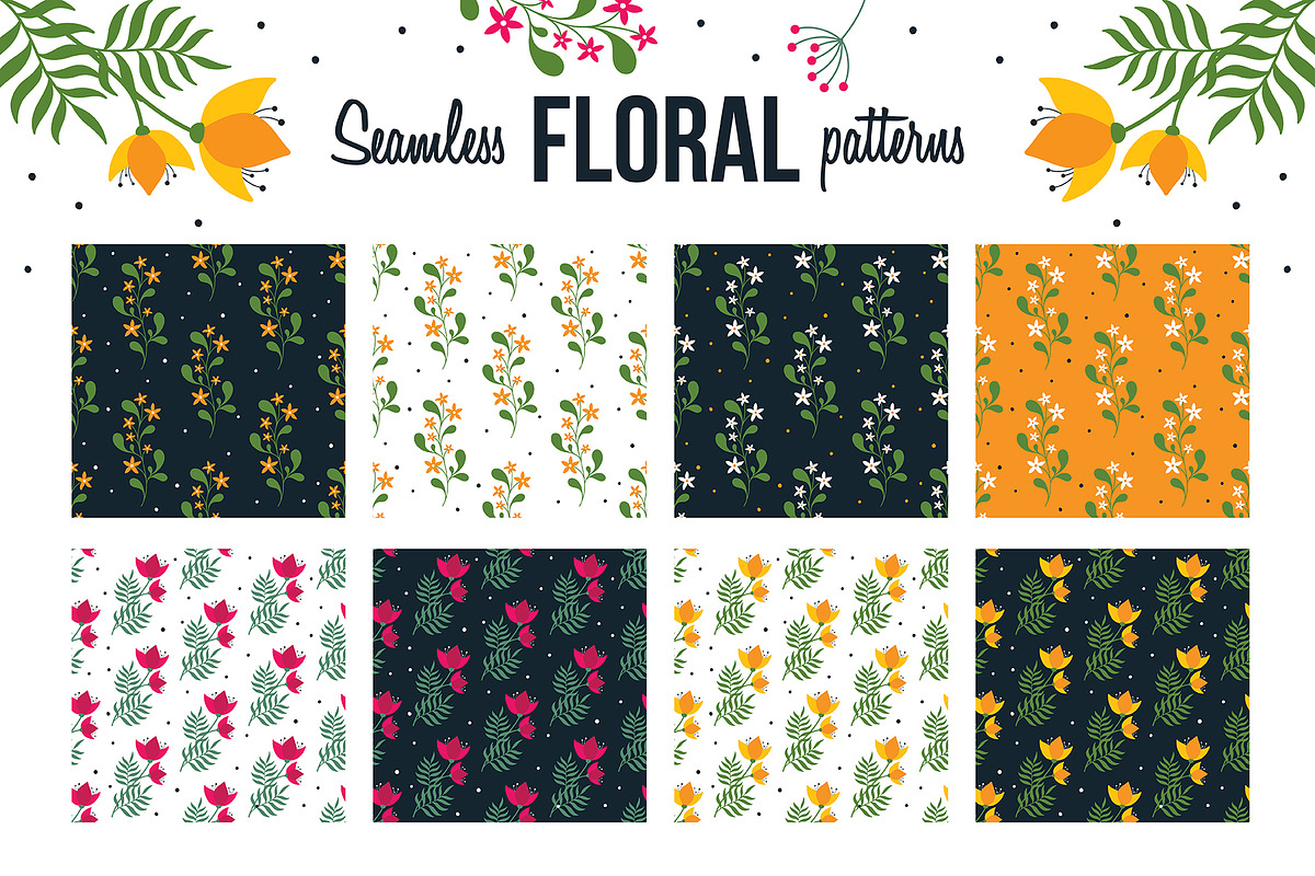 Seamless Floral patterns, a Pattern Graphic by The Odd Seed (Photo 6 of 9)