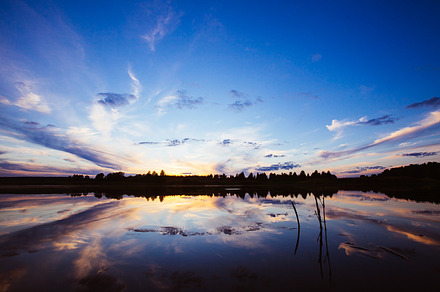 Sunset on the river featuring beach, blue, and bright, a Nature Photo by telnyaw