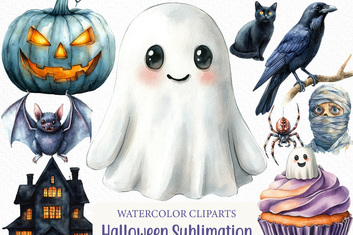Halloween Sublimation Clipart, an Illustration by Craft Nest (Photo 1 of 6)