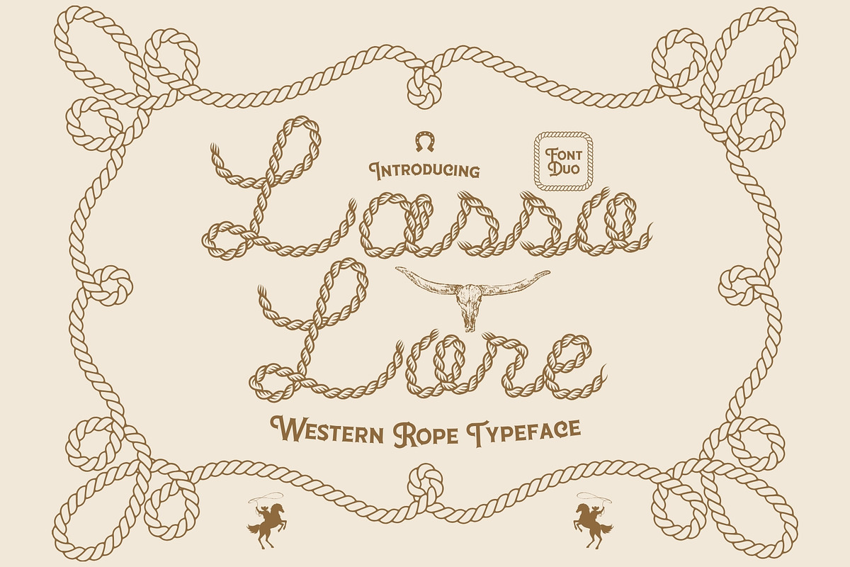 Lasso Lore - Western Rope Font Duo, a Sans Serif Font by HipFonts (Photo 1 of 11)