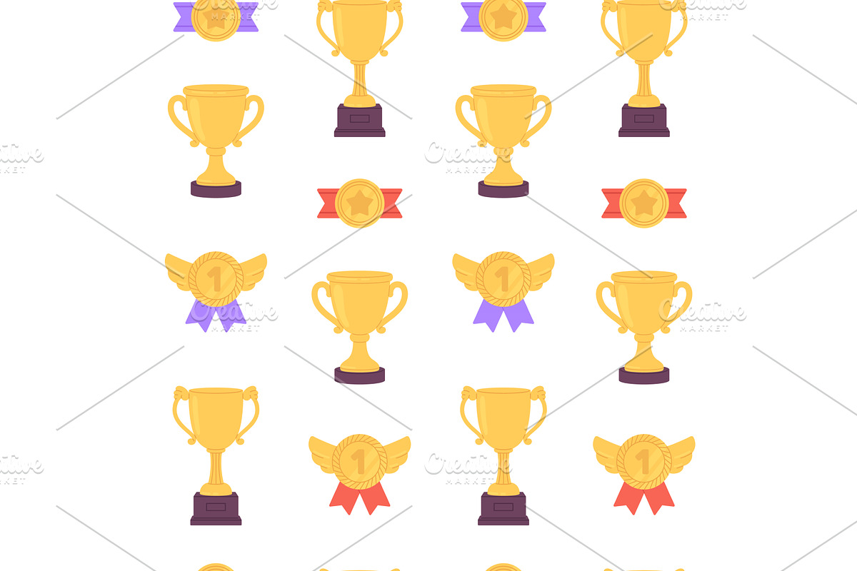 Gold trophy seamless pattern. Simple, a Sport Illustration by LadadikArt
