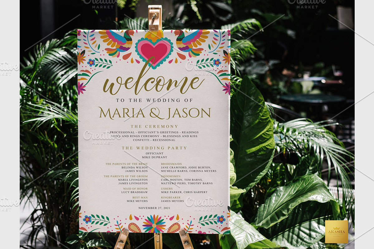 Mexican Wedding Program | CANVA, a Stationery Template by Creative Market (Photo 2 of 6)