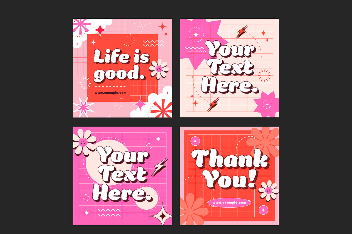 Retro Typography Social Media Posts, a Templates & Theme by studiogstock (Photo 2 of 3)