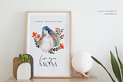 Mom with Flowers Watercolor Clipart, an Illustration by Mia Digital (Thumbnail 7 of 8)