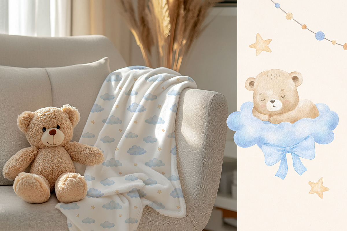 Watercolor teddy bear for nursery, an Animal Illustration by ElenaPlatovaArt (Photo 4 of 12)