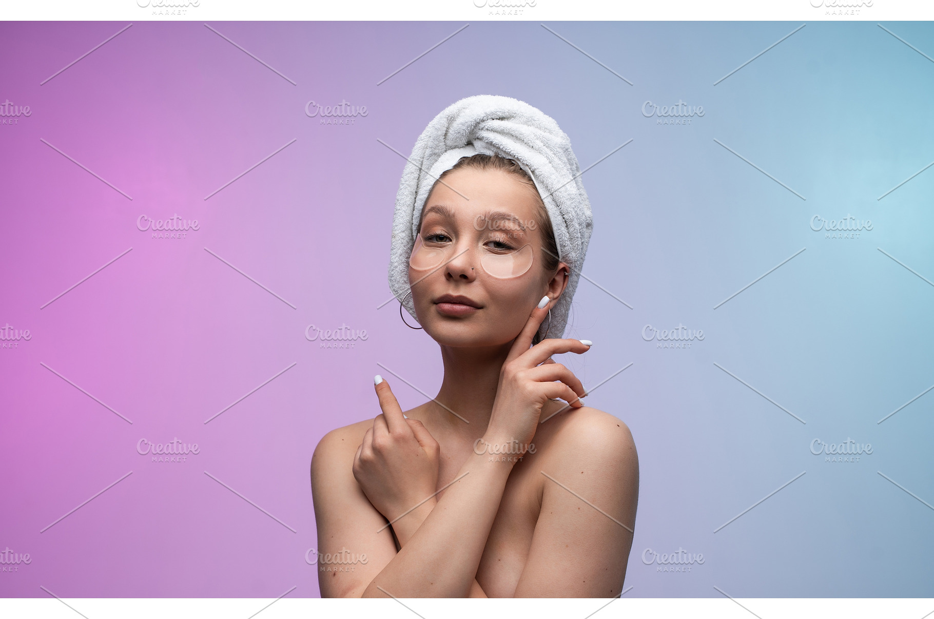 Young woman with a towel turban and, a Person Photo by volodymyrshtun13795