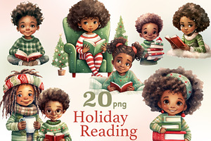 Christmas Cute Black Doll Clipart, a Person Illustration by GlamArtZhanna