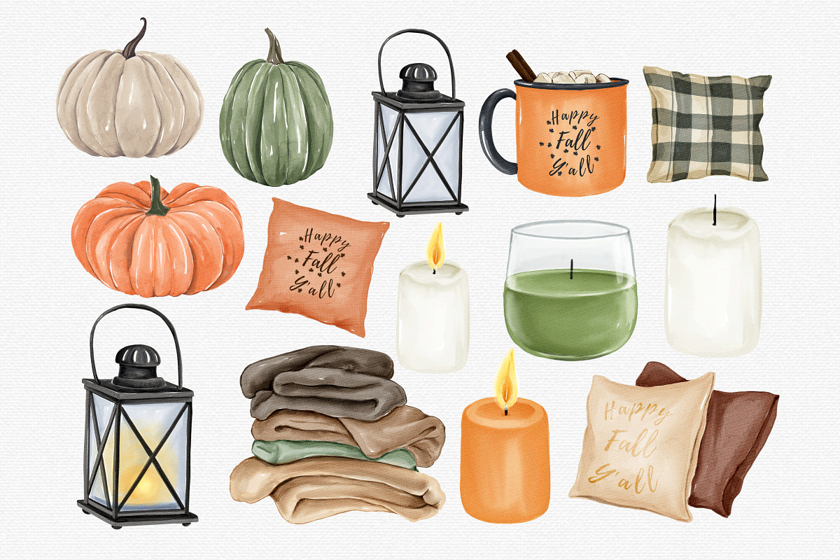Watercolor Cozy Fall, Autumn Clipart, a Seasonal Illustration by MiracleArtAndDesign (Photo 3 of 4)