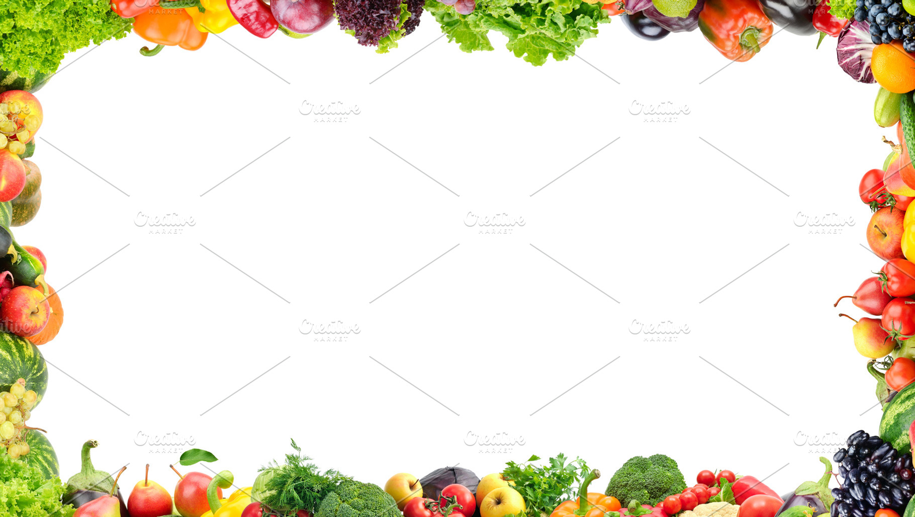 Fruits and vegetables frame featuring fruit, vegetable, and border, a Food  \u0026 Drink Photo by Serg64, image size:1820x1028