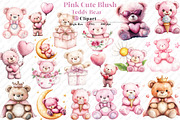 Pink Cute Blush Teddy Bear png, an Illustration by Watercolor design (Thumbnail 1 of 11)