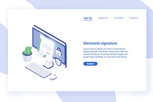 Electronic signature concept banner, a Technology Illustration by Good Studio