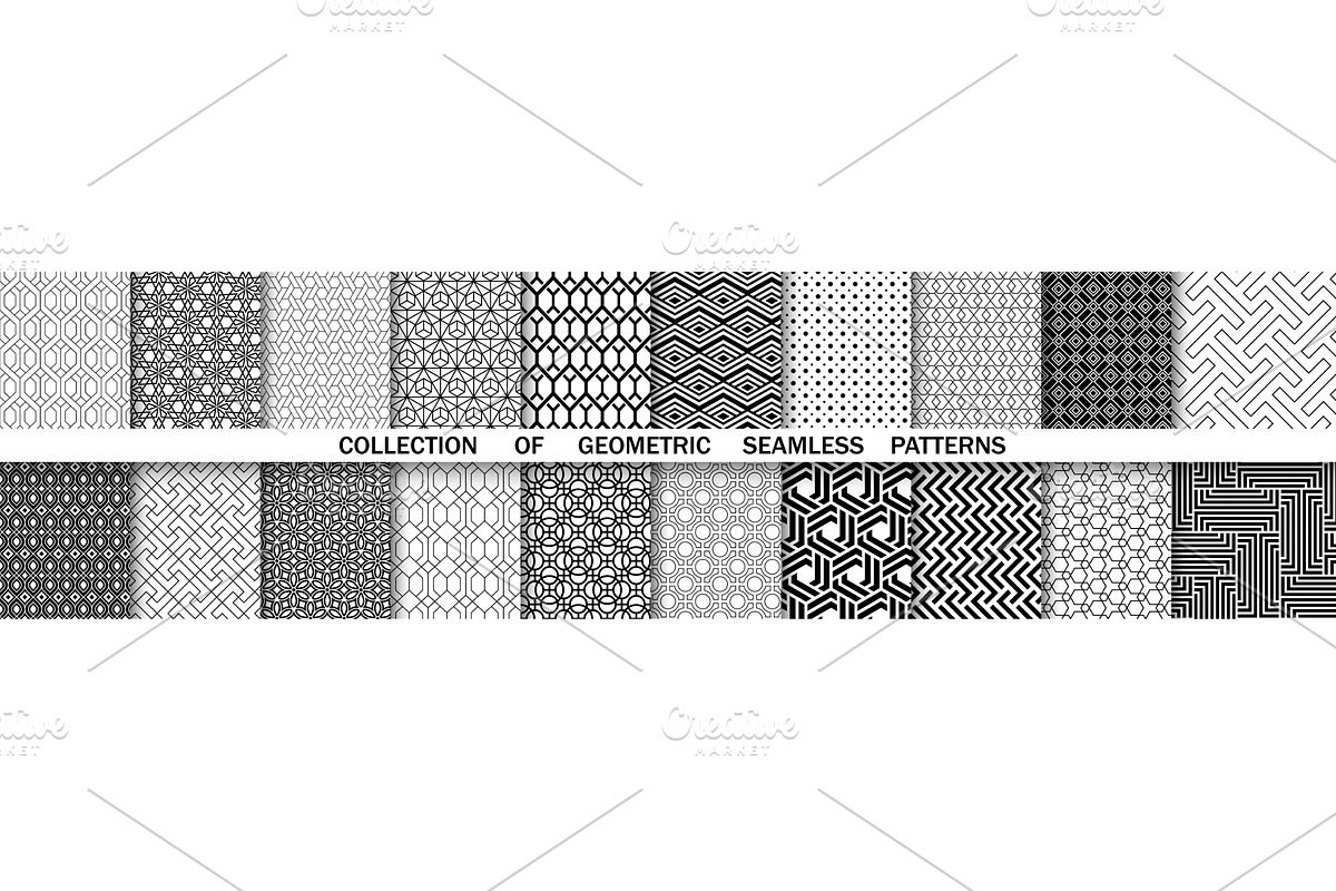 Geometric set of seamless black and, a Decorative Illustration by RODINA (Photo 1 of 3)