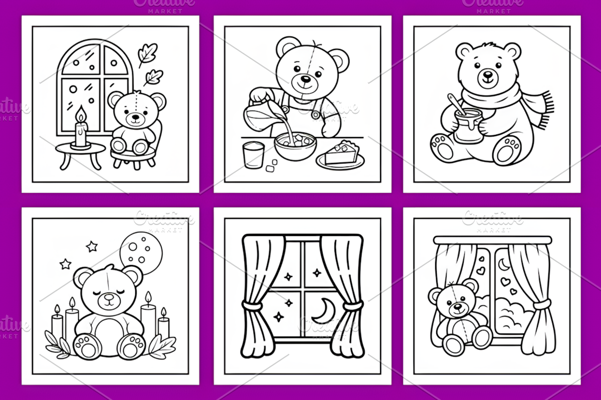 Cozy Routine Kawaii Bear Coloring, a Decorative Illustration by Coco Bloom (Photo 2 of 5)