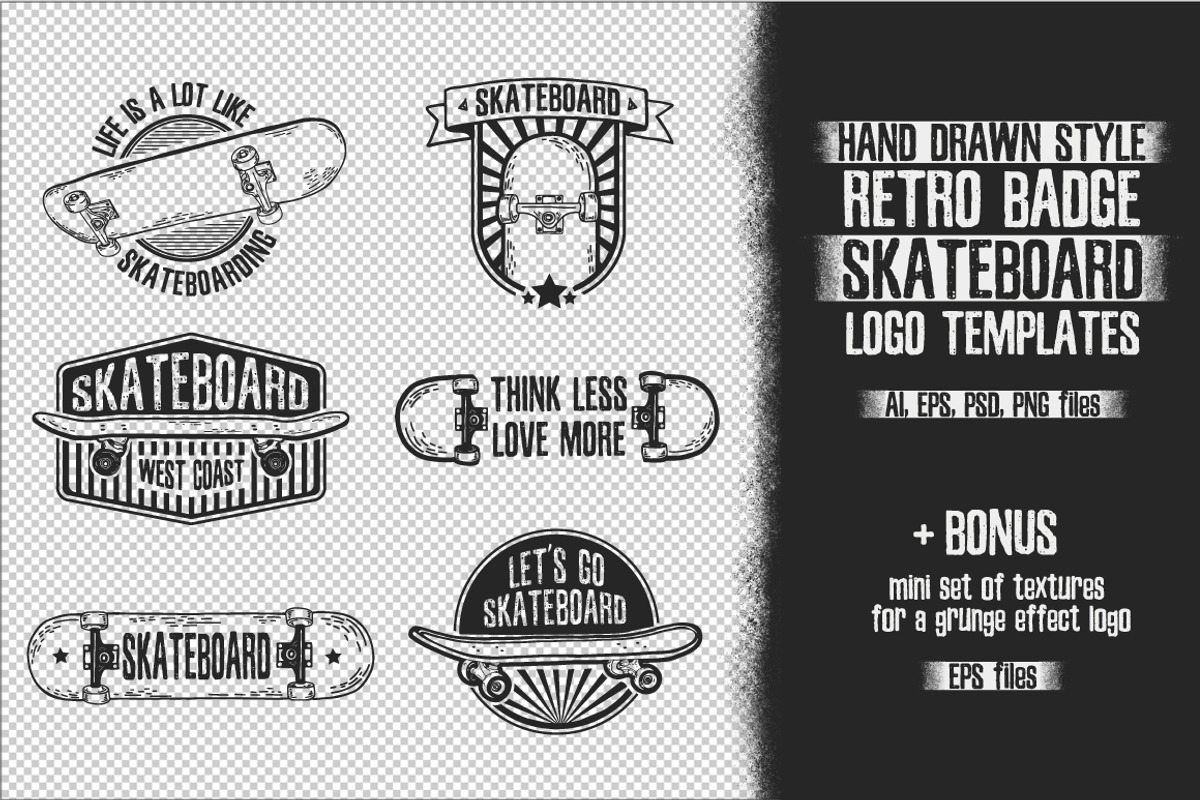 Retro skateboard | Template logo set, a Branding & Logo Template by Uniyok (Photo 2 of 3)