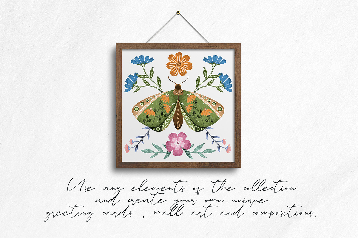 Flowery butterflies clipart set, an Animal Illustration by Yelloo Fish (Photo 4 of 14)