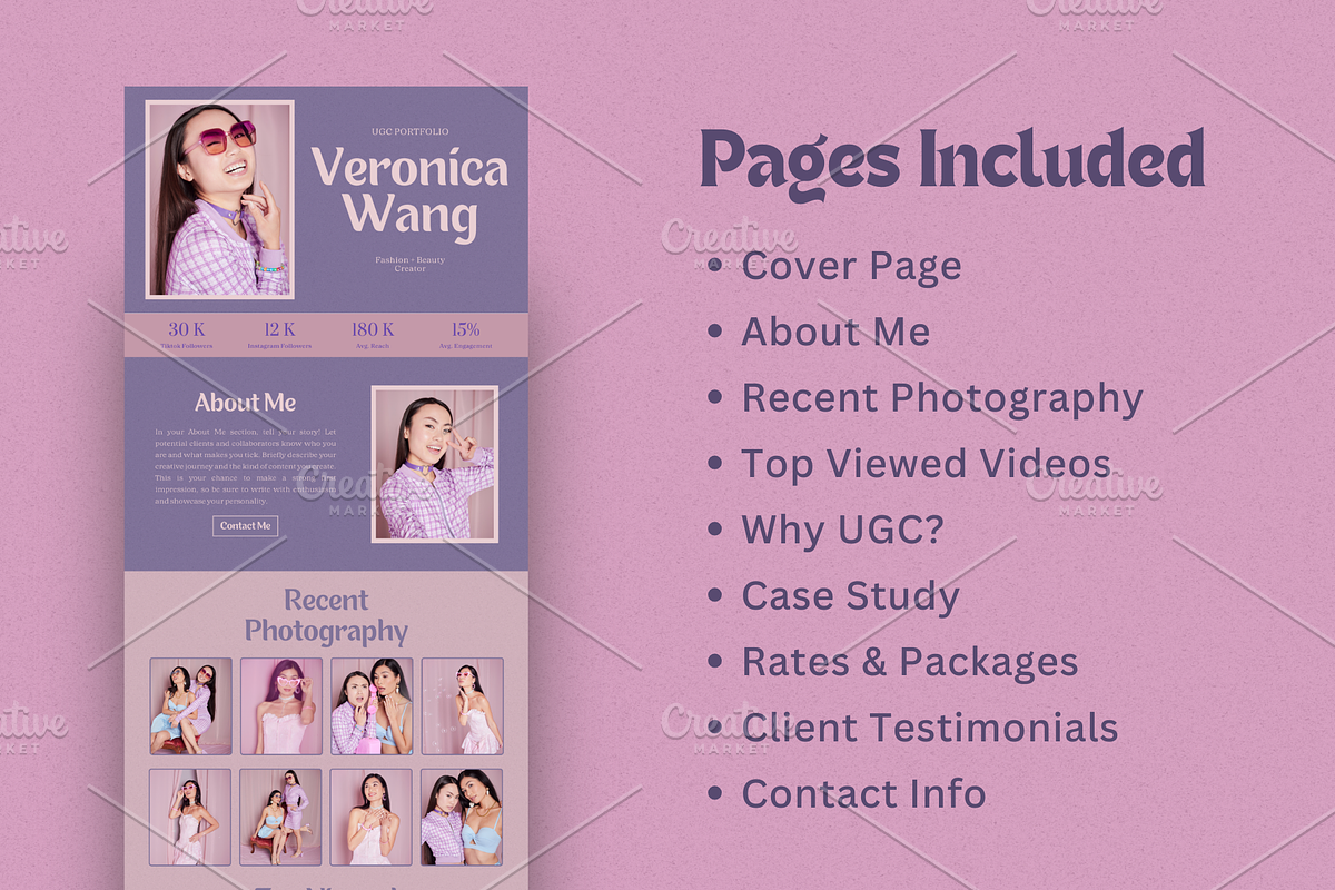 Purple UGC Portfolio Template Canva, a Websites & App Template by The Chaos Project (Photo 3 of 8)