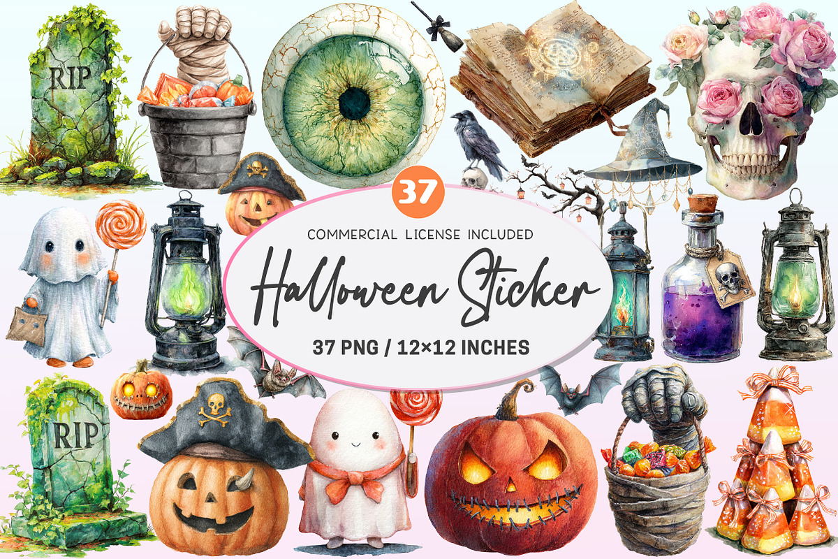 Halloween Sticker Png Bundle., a Graphic by CitraGraphics (Photo 1 of 4)