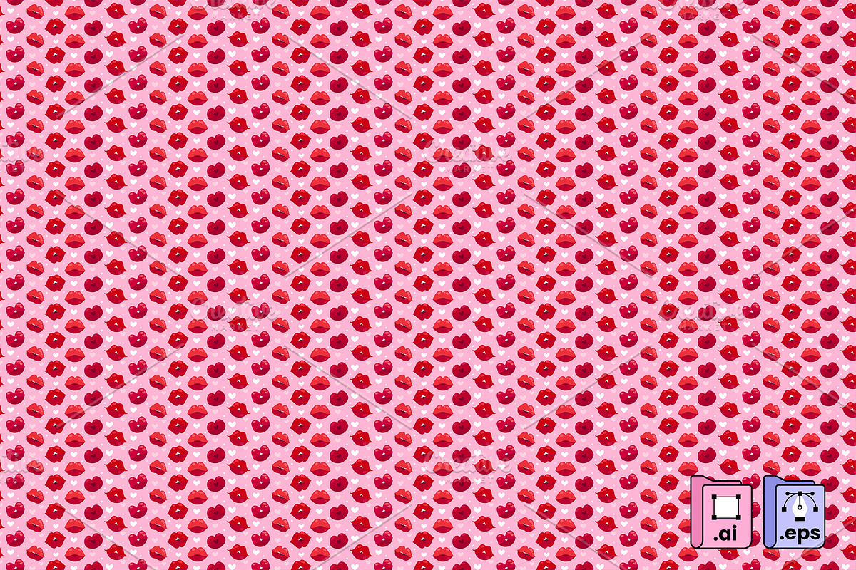 Flat Red Lips Pattern, a Pattern Graphic by MISS CHATZ (Photo 2 of 3)