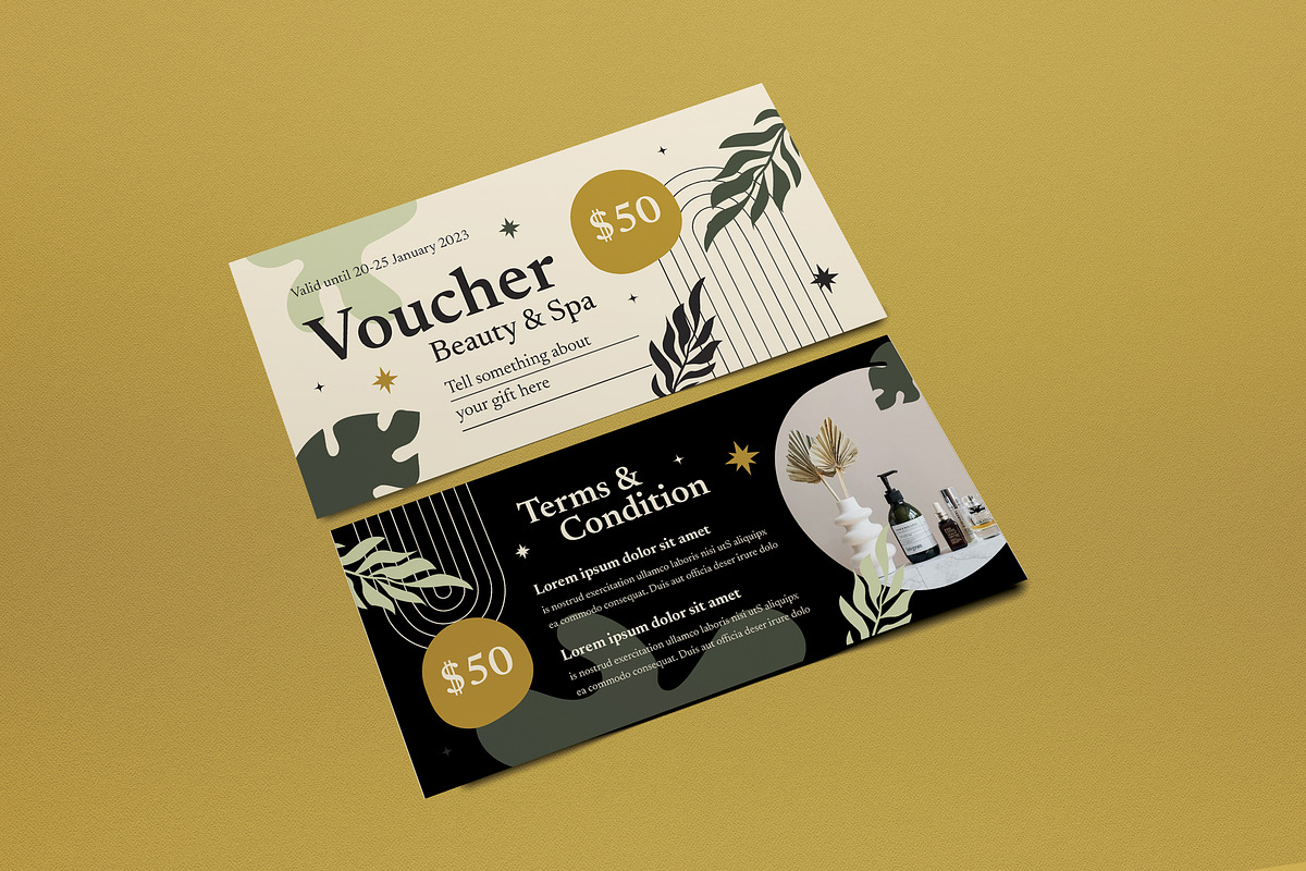 Green Boho Beauty and Spa Voucher, a Card Template by graphicook (Photo 3 of 3)