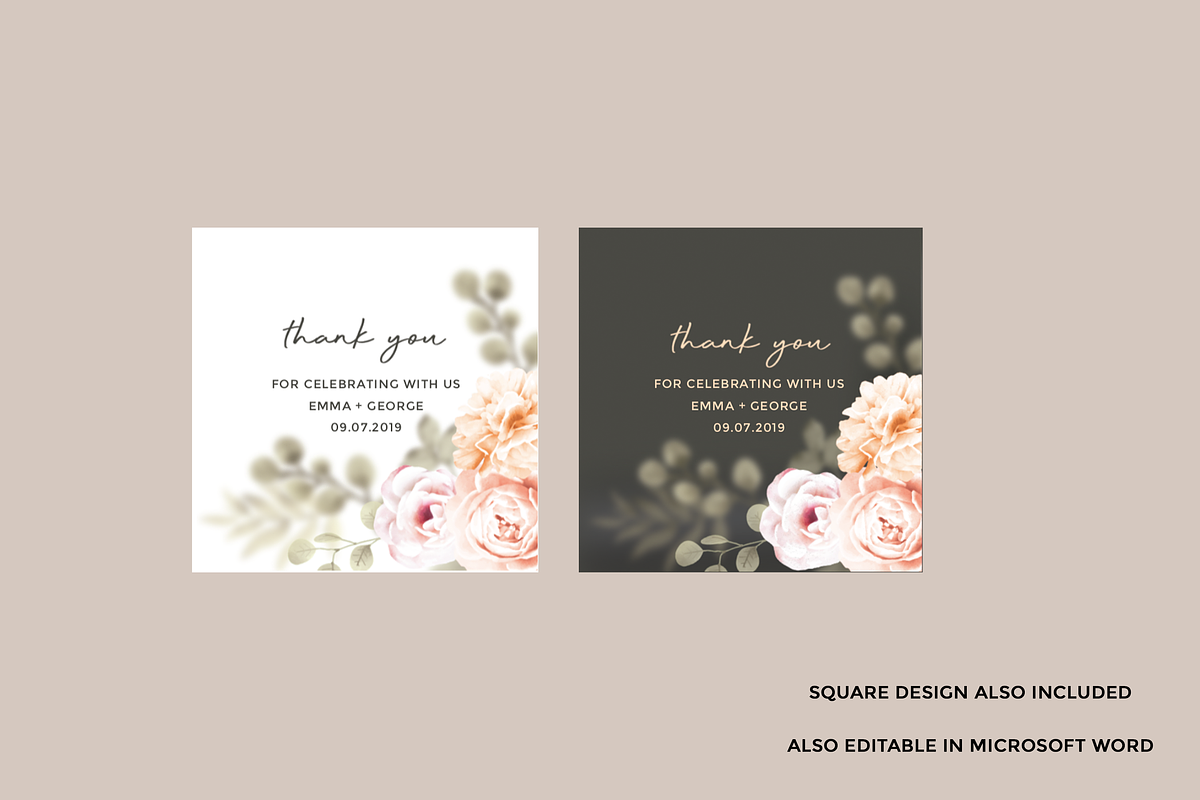 Greenery floral  favor tag - M. Word, a Stationery Template by PAPPERMINT RESUME STUDIO (Photo 2 of 2)