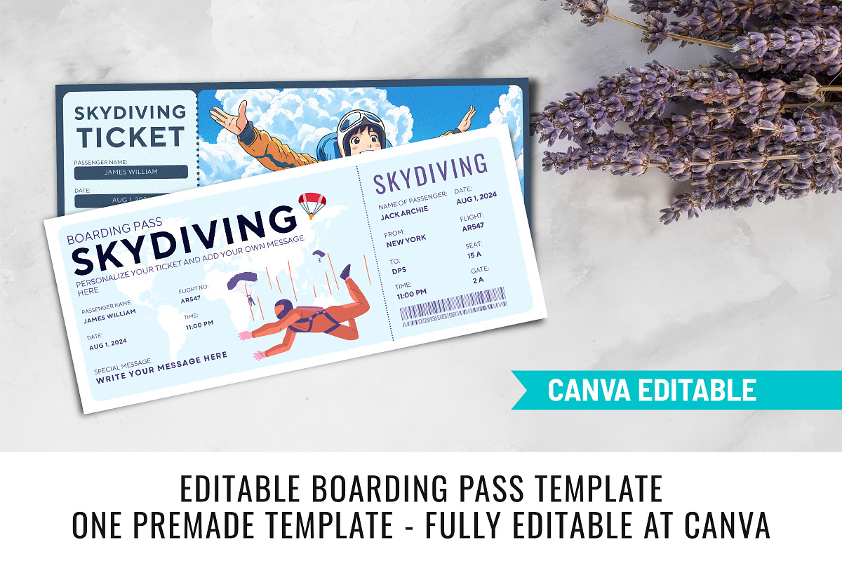 Skydiving Gift Ticket Canva Template, an Invitation Template by Snapybiz (Photo 6 of 10)