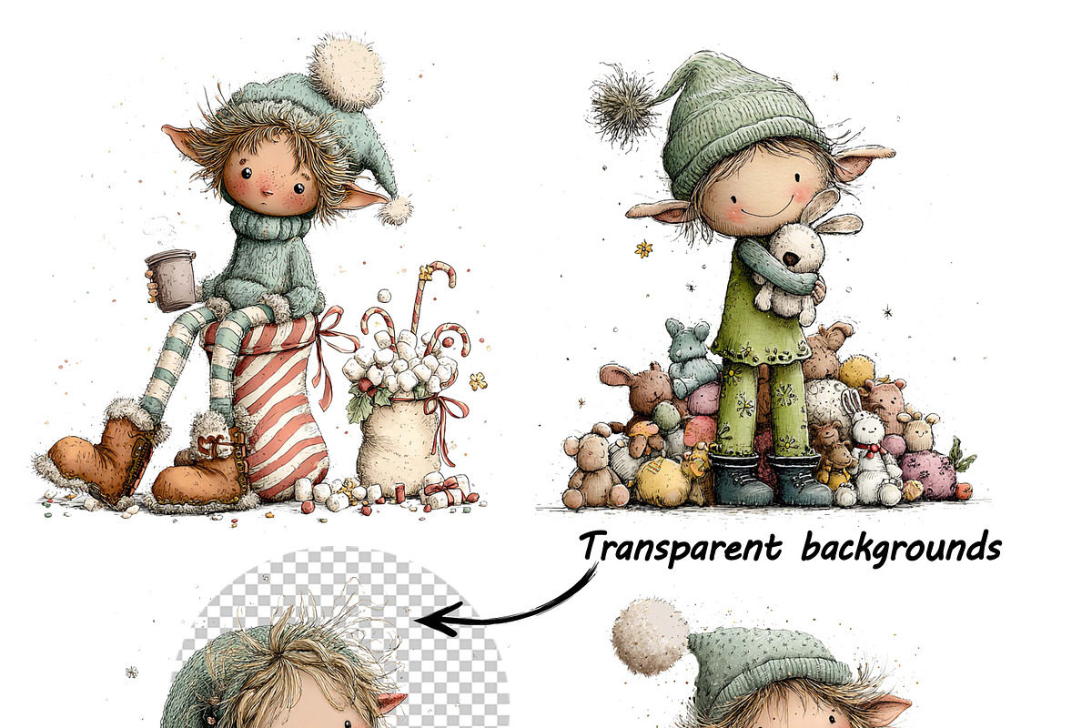 Whimsical Festive Christmas Elf, a Graphic by one-touch (Photo 3 of 10)