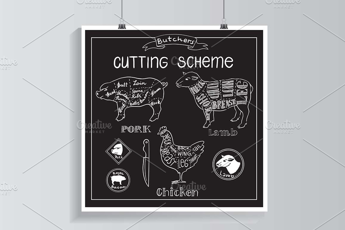 Butchers shop., an Animal Illustration by © Fisher Photostudio