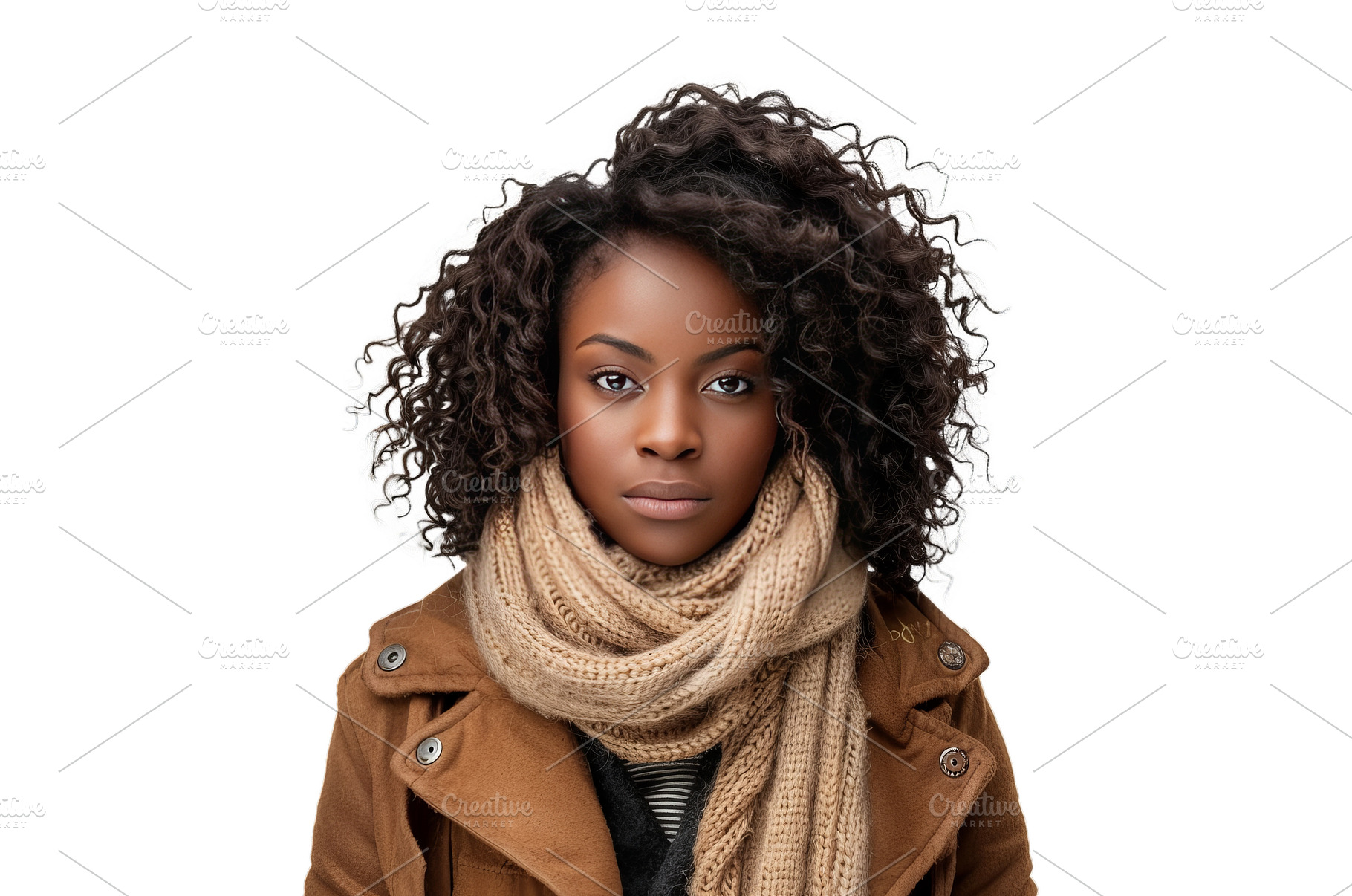 Confident young woman with curly, a Beauty & Fashion Photo by Ylivdesign