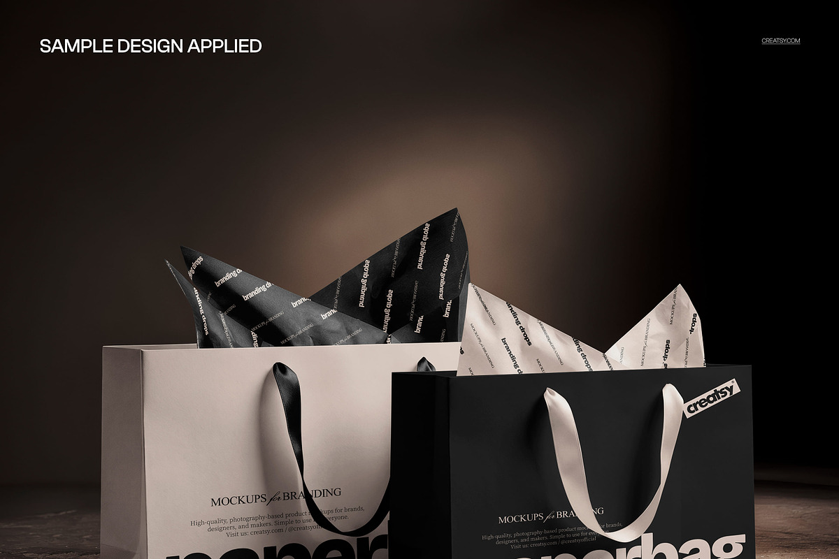 Shopping Bags with Paper Mockup, a Packaging Mockup by creatsy5 (Photo 4 of 5)