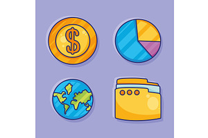 four maketing business icons, an Object Illustration by studiogstock