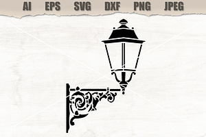Stencil Vintage Street Lamp, a Decorative Illustration by MARYCRAFTIRIA