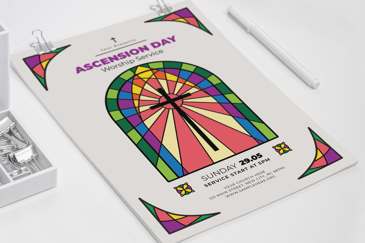 Ascension Day Stained Glass, a Flyer Template by Me55enjah Design (Photo 4 of 4)