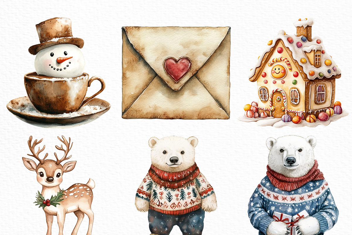 Cute Christmas Clipart, an Illustration by Craft Nest (Photo 2 of 6)