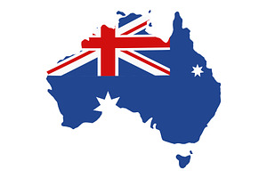 Map of Australia with flag, an Illustration by Mark1987