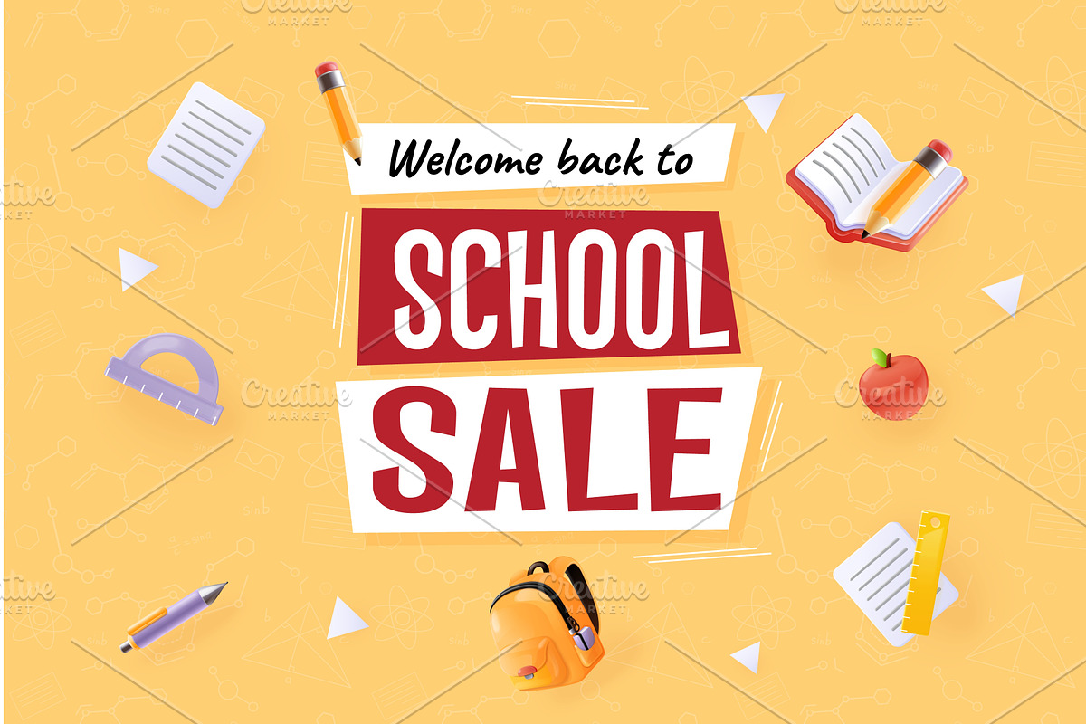 Back to school sale poster. Children, an Education Illustration by Stock-Smart-Start