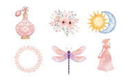 Watercolor Art Nouveau Clipart, a Decorative Illustration by BerryPieArt (Thumbnail 3 of 4)
