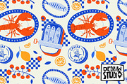 Mediterranean Seafood Pattern, a Pattern Graphic by Dedraw Studio (Thumbnail 1 of 3)