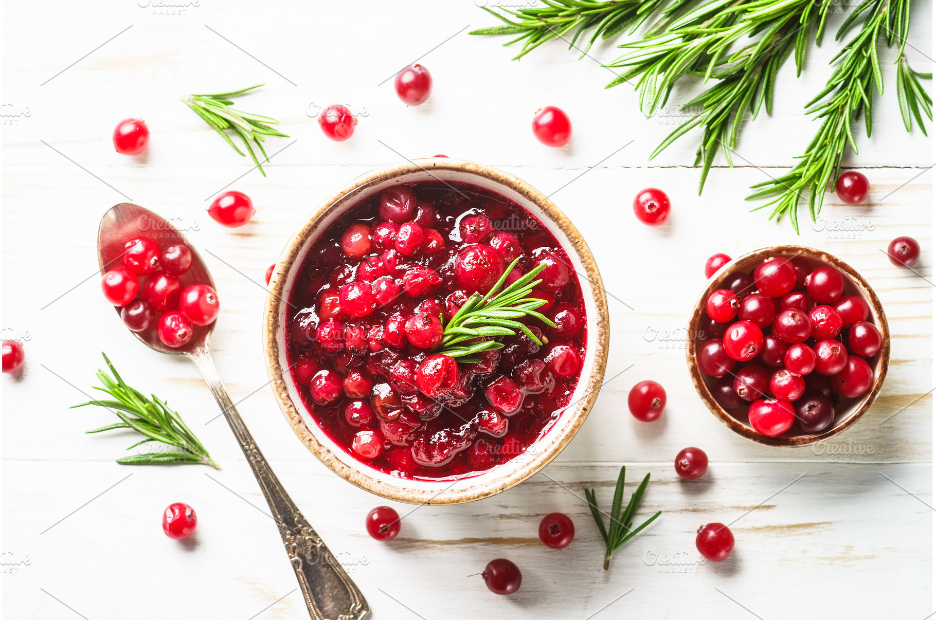 Cranberry sauce in a bowl top view., a Food & Drink Photo by Nadia-nb