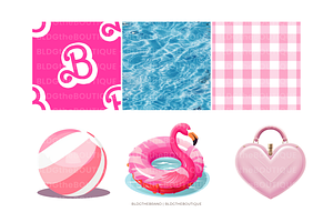 Barbiecore Patterns & PNG Clipart