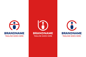 Letter A B C Bowling Pin Logo Set, a Branding & Logo Template by Pray Art Design Studio