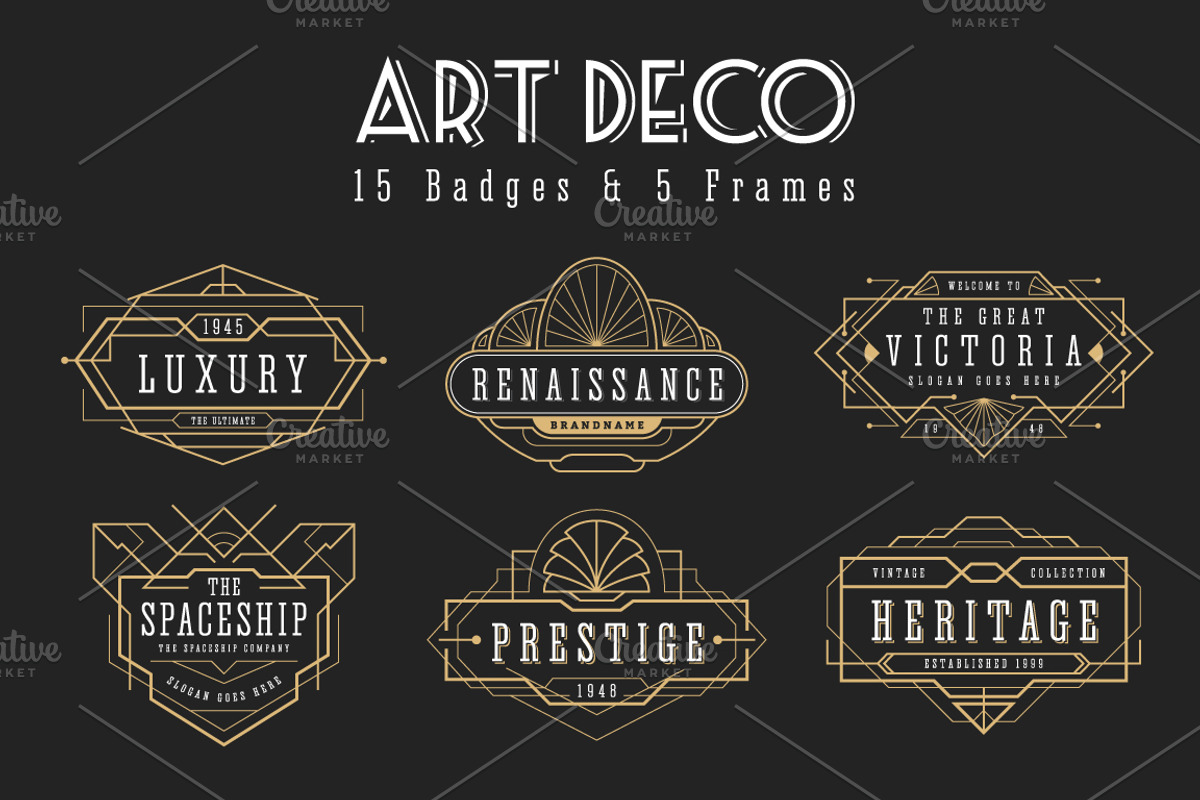 20 ArtDeco Badges & Frames, a Decorative Illustration by Raftel (Photo 2 of 4)