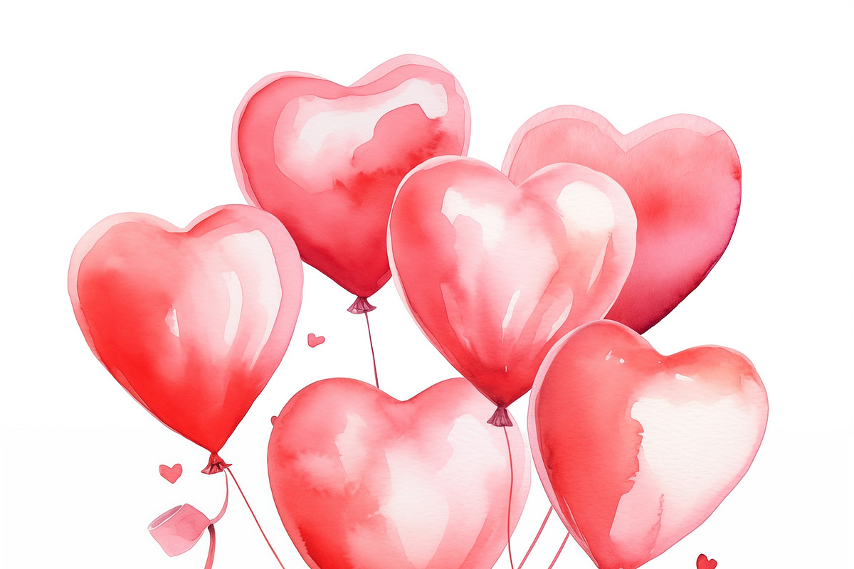 Heart shaped red balloons., a Decorative Illustration by Irina Moskalev