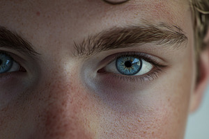 Serene portrait of blue eyed beauty, a Photo by Pavel_design