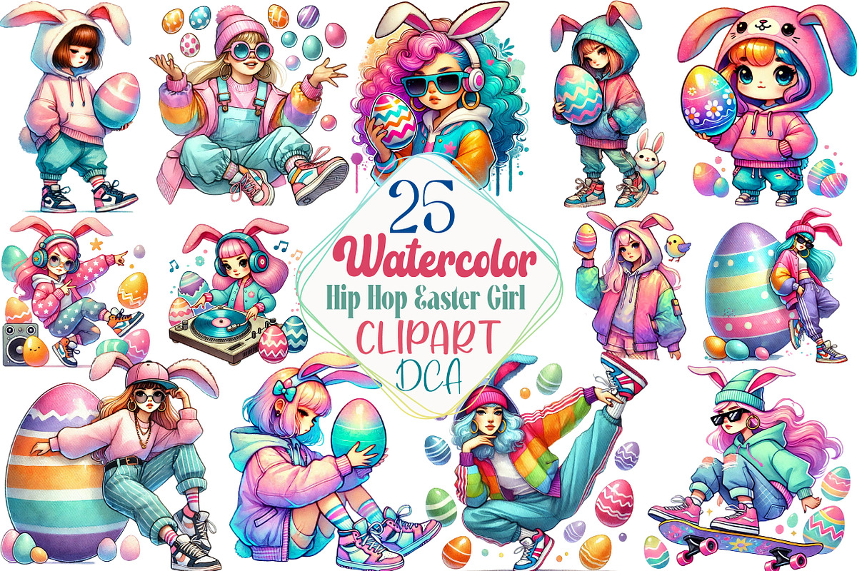 Hip Hop Easter Girl Clipart, an Illustration by DreamCafeArt (Photo 1 of 5)